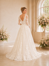 ChicSew Sexy V-Neck Lace Tulle Long Sleeves A-Line Maxi Wedding dresses With Long Train