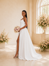 ChicSew Modern Simple Satin Strapless Long A-Line Wedding Dress With Slit