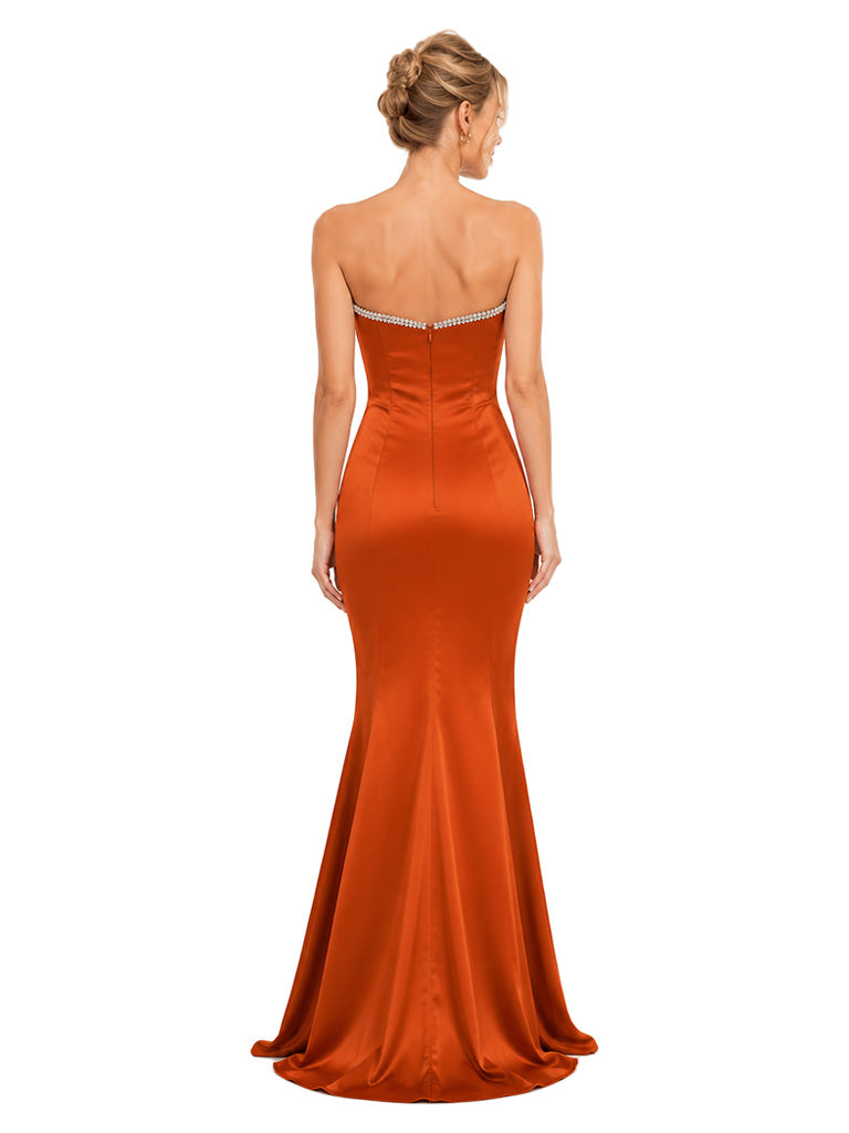 ChicSew Sweetheart Strapless Soft Satin Mermaid Floor Length Bridesmaid Dresses