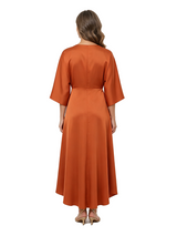 ChicSew V-Neck Half Sleeve A-Line Satin Mother Of The Bride Dress With Ruffle High-Low Classy