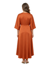 ChicSew V-Neck Half Sleeve A-Line Satin Mother Of The Bride Dress With Ruffle High-Low Classy