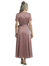 ChicSew Elegant V-Neck Short Sleeves Satin A-Line Tea-Length Mother Of The Bride Dresses