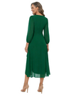ChicSew Elegant Chiffon Long Sleeves Ruched V-Neck High-Low Mother Of The Groom Gown