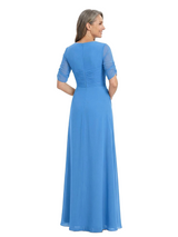 ChicSew Elegant Short Sleeves Ruched Chiffon A-Line Mother Of The Groom Dress