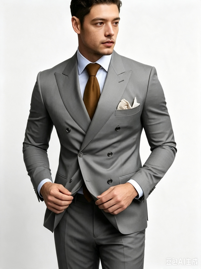 Classic 3 Piece Grey Men's Suit with Regular Fit and Sophisticated Peak Lapel