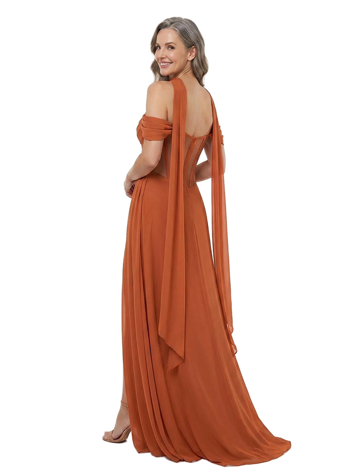ChicSew Off Shoulder Sweetheart Boning Side Slit Chiffon Mermaid Mother Of The Groom Dress