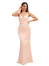 Sexy Spaghetti Straps Mermaid Soft Satin Simple Floor Length Bridesmaid Dresses Online
