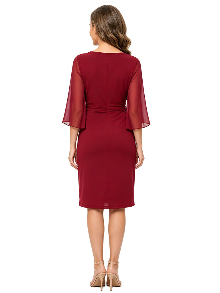 ChicSew V-Neck 3/4 Sleeves Sheath Mother Of The Groom Gown Chiffon Formal Evening Wear
