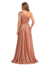 ChicSew Unique One Shoulder Pleated Satin A-Line Floor Length Mother Of The Groom Dress With Applique