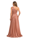 ChicSew Unique One Shoulder Pleated Satin A-Line Floor Length Mother Of The Groom Dress With Applique