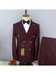 Mulberry Casual Men's Suit Slim Fit Double Breasted 3 Piece Business Tuxedos CN531