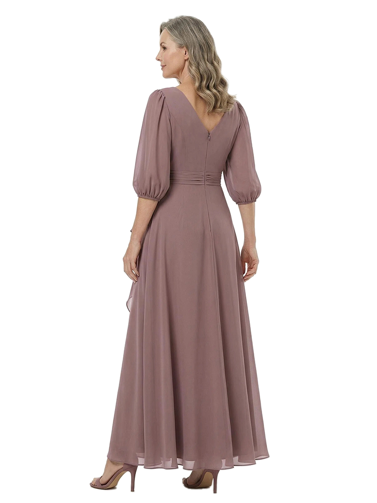 ChicSew Pretty A-Line V-Neck Chiffon Long Mother Of The Bride Dresses With Ruffle