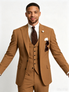Classic 3 Piece Brown Men's Suit with Regular Fit and Sophisticated Peak Lapel