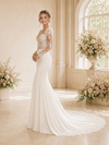 ChicSew Elegant Fancy Lace Applique Long Sleeves Mermaid Crepe Maxi Wedding Dress