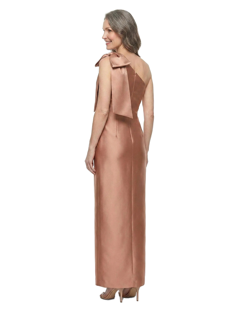 ChicSew One Shoulder Bow Detail Silky Satin Floor-Length Mother of the Bride Dresses