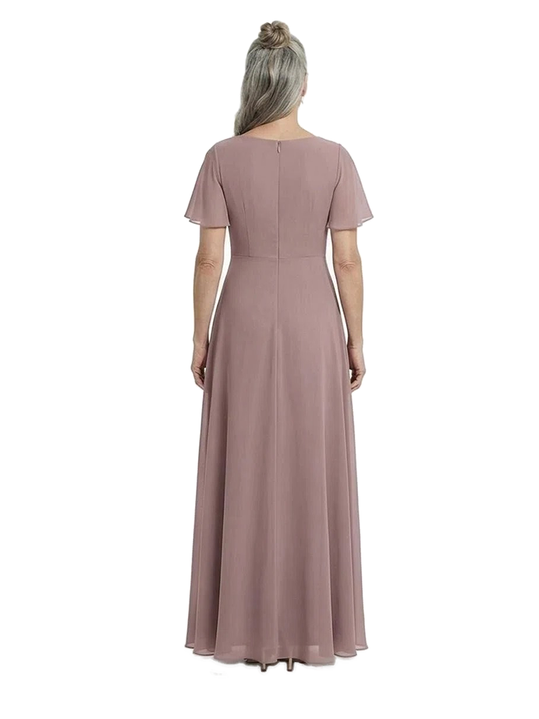 ChicSew Pretty Flutter Sleeves V-Neck Chiffon Ruched A-Line Mother Of The Bride Dresses