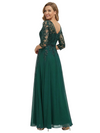 ChicSew V-Neck Long Sleeve Lace Beaded A-Line Floor Length Chiffon Fancy Mother of the Bride Dresses
