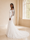 ChicSew Romantic Sexy Strapless Long Sleeves Lace Mermaid Maxi Wedding Dress