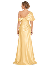 Chicsew Sexy Asymmetrical Neck Off Shoulder Mermaid Unique Long Bridesmaid Dresses