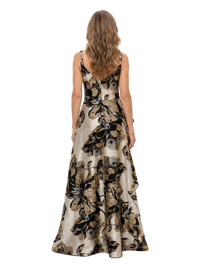 Chicsew Elegant Floral V-Neck Ruched Floor-Length A-Line Mother of The Bride Dresses