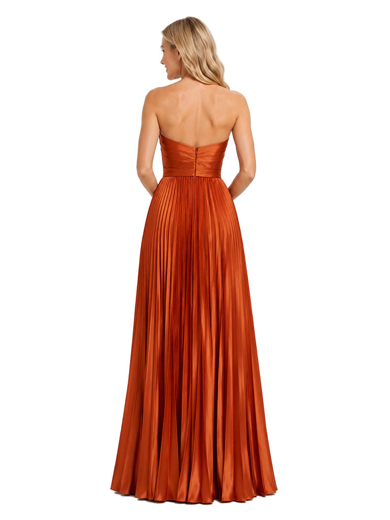 ChicSew Sweetheart Pleats Soft Satin A-Line Floor-Length Bridesmaid Dresses