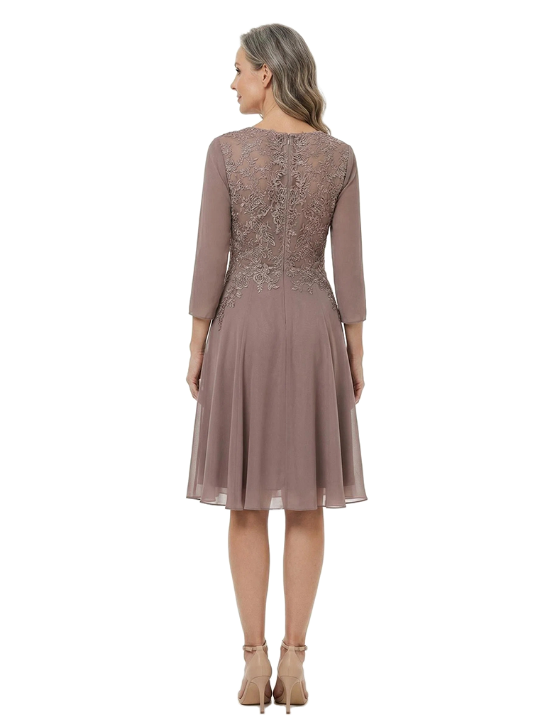 ChicSew Illusion Lace Knee-Length Chiffon A-Line Evening Gowns For Mother Of The Groom With Jacket
