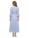 ChicSew V-Neck 3/4 Sleeve Chiffon A-Line Tea-Length Mother of the Bride Dress