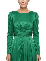 Modest Long Sleeves Scoop Neckline Satin Mother Of The Bride Gown