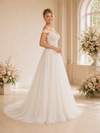 ChicSew Elegant Off The Shoulder V-Neck A-Line Floor-Length Lace Tulle Wedding Dresses