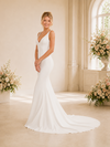 ChicSew Classy V-Neck Spaghetti Straps Crepe Mermaid Floor-Length Wedding Dress