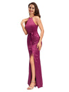 Sexy Halter Soft Satin Mermaid Side Slit Long Bridesmaid Dresses Online