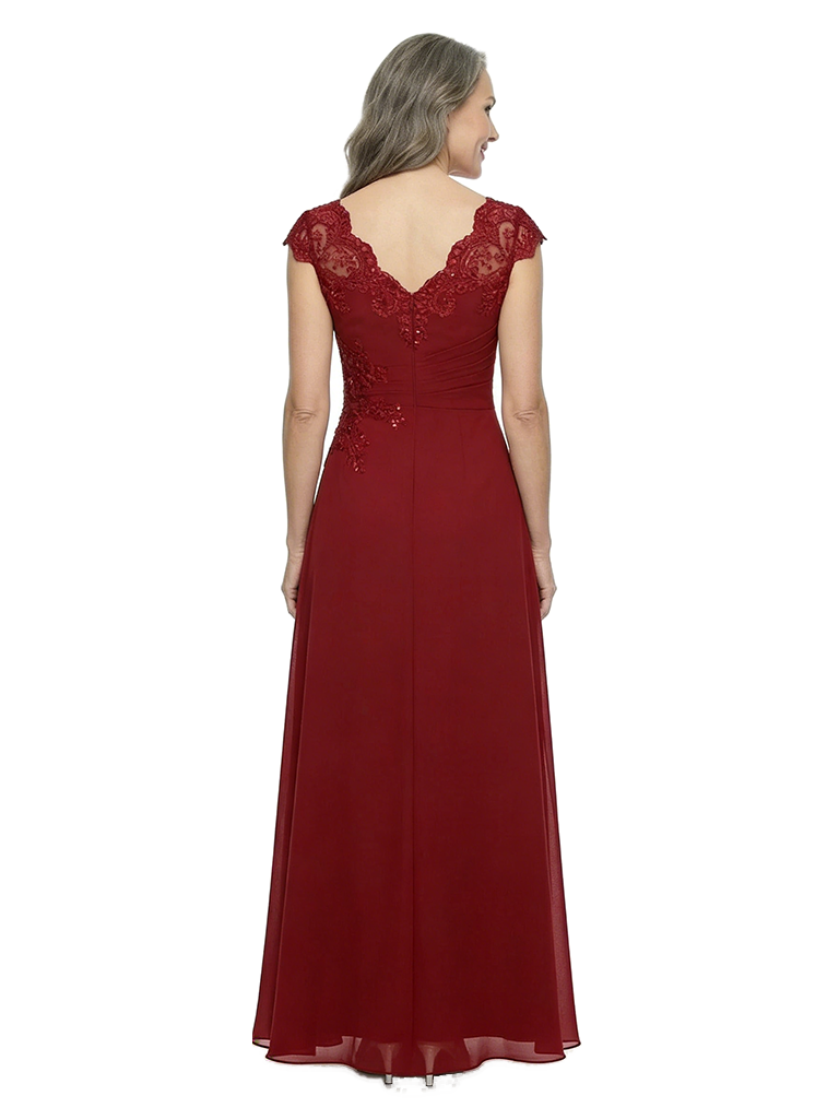 ChicSew Trendy V-Neck Lace Chiffon A-Line Mother Of The Groom Dresses With Ruffle