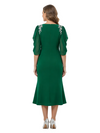 ChicSew Puff Sleeve Round Neck Beaded Tea-Length Mother Of The Bride Dresses Trendy Fit
