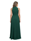 ChicSew High Neck Sleeveless Chiffon Floor Length A-Line Mother of The Bride Dress With Floral Waist Detail and Slit