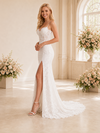 ChicSew Modern Pretty Spaghetti Straps Lace Tulle Mermaid Boning Floor-Length Wedding Dress With Side Slit