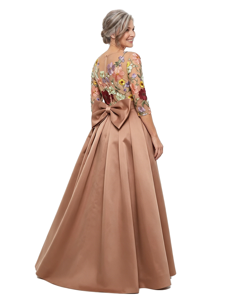 Chicsew Floral Embroidery Mesh Jumpsuit With Overskirt Mother of the Bride Pant Suit Formal Evening Wear