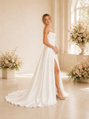 ChicSew Fancy Strapless A-Line Satin Maxi Long Wedding Dress With Side Slit