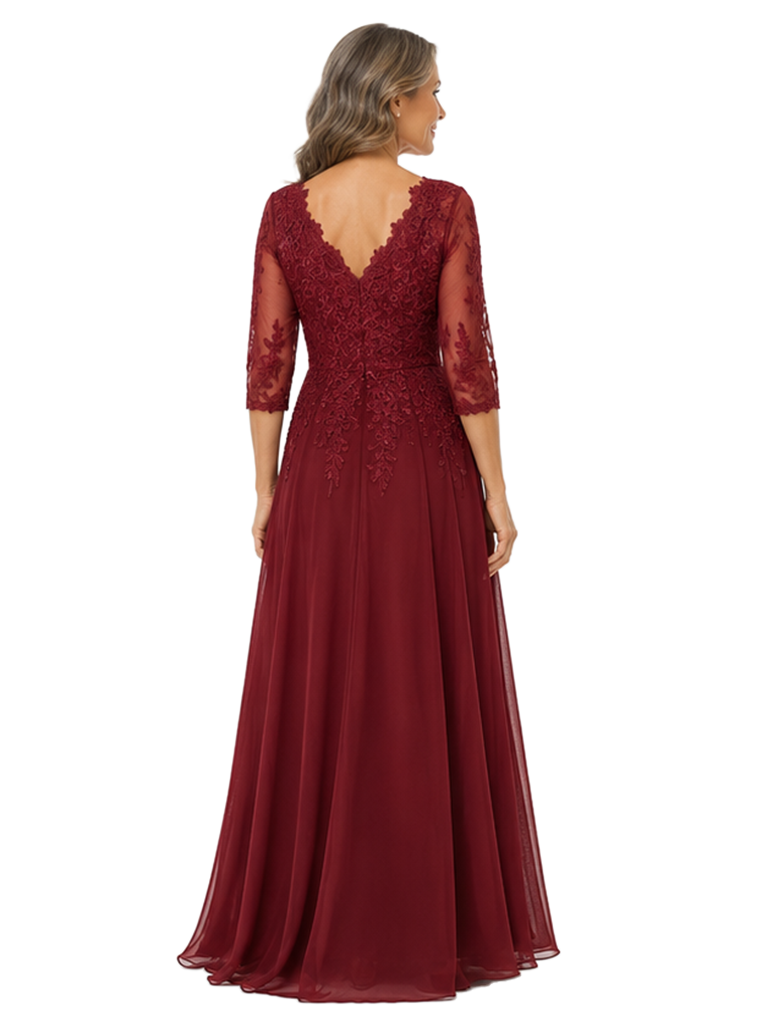 ChicSew 3/4 Sleeves Lace Appliques A-Line Mother Of The Groom Gown Chiffon Formal Evening Wear