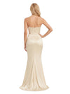 ChicSew Strapless Soft Satin Mermaid Ruched Floor Bridesmaid Dresses For Formal Occasions
