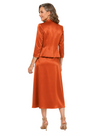 ChicSew Sophisticated Satin Mother Of The Bride Outfit With Jacket Midi Sheath Dress