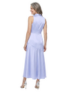ChicSew High Neck Sleeveless Ruched Satin Tea-Length Mother of the Bride Dress