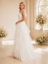 ChicSew Elegant Unique One Shoulder Lace Tulle Ruffled Maxi A-Line Wedding Dress