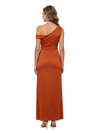 ChicSew Asymmetrical Neck Ruched Satin Ankle Length Sheath Mother of the Bride Dress