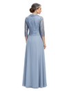ChicSew V-Neck Long Sleeve Lace Beaded Floor Length Chiffon Elegant Mother of the Bride Dresses