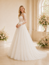 ChicSew Romantic Illusion A-Line Boning Lace Tulle Long Wedding Dresses With Button
