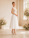ChicSew Beautiful Lace V-Neck Cap Sleeves A-Line Chiffon Midi Wedding Dresses