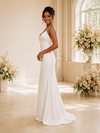 ChicSew Sexy Spaghetti Straps Satin Mermaid Floor-Length Wedding Dress With Beading
