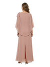 ChicSew Bateau Cape Sleeve Rhinestone Floor Length Chiffon Romantic Mom Of The Groom Dresses