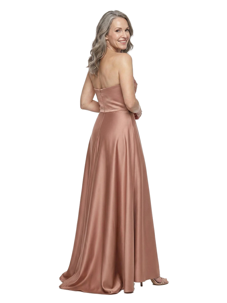 ChicSew Strapless Pleated A-Line Satin Floor-Length Mother of the Bride Dress
