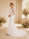 ChicSew Modern Deep V-Neck Lace Mermaid Long Sleeves Wedding Dresses With Train